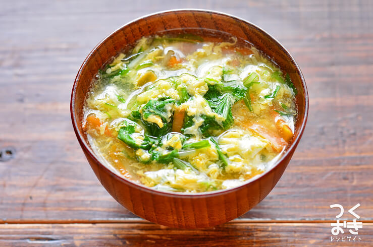 水菜と卵のとろみ汁の料理写真