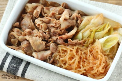 豚肉と長ねぎのすき焼き風の写真